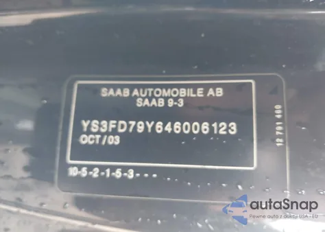2004 Saab 9-3 Arc from USA, damaged, VIN YS3FD79Y646006123